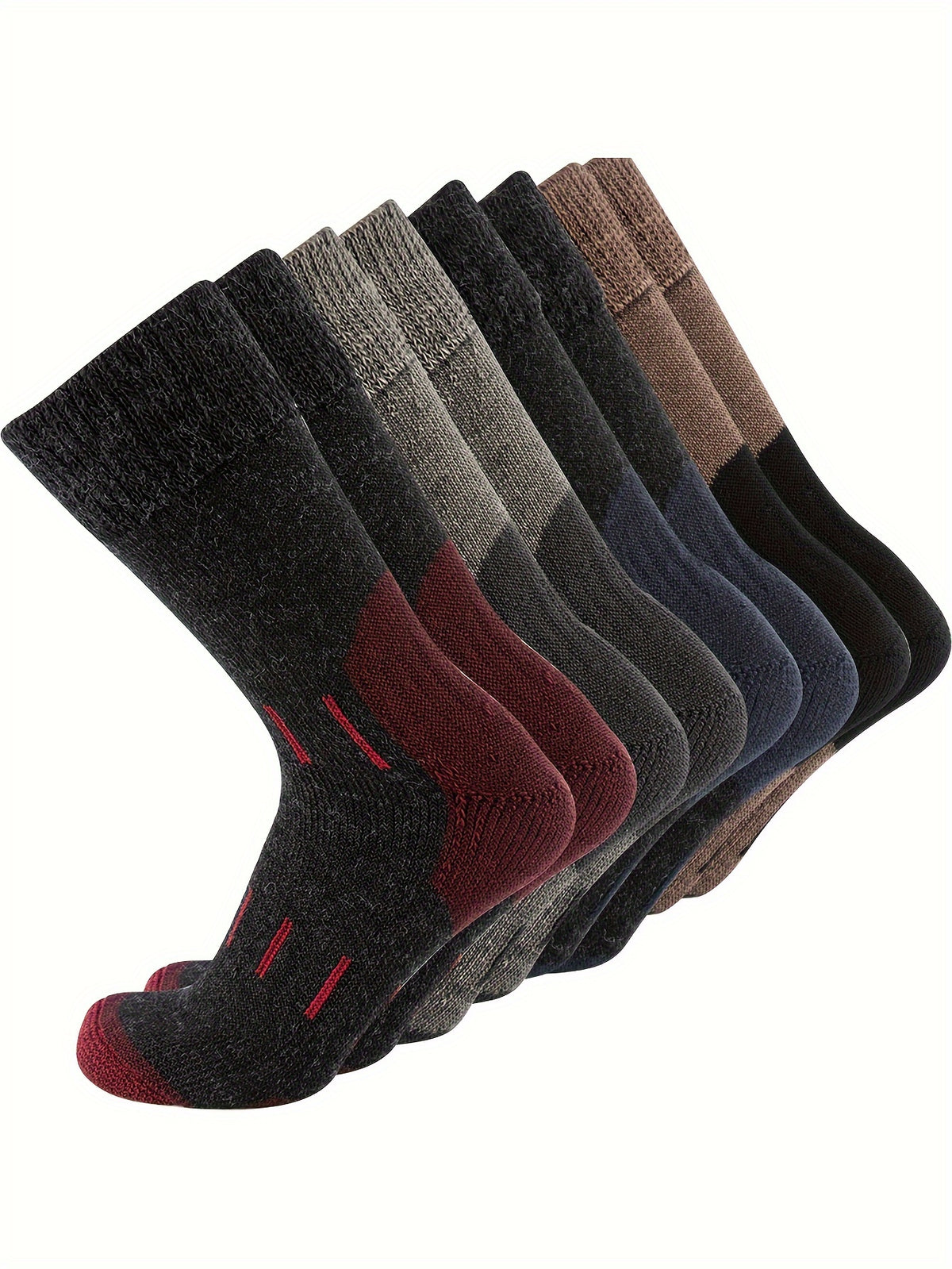 4pcs Men's Wool Wool Athletic Socks - Warm, Moisture-Wicking Mid-Calf Crew Socks