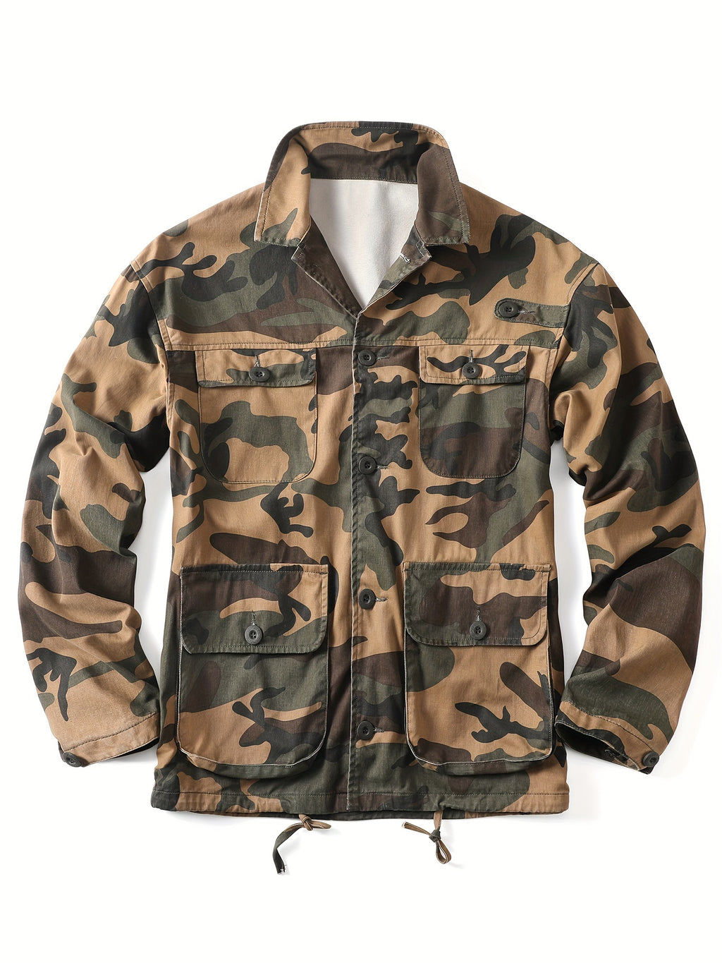 Men's Stylish Camo Cargo Windbreaker Jacket - Water-Resistant