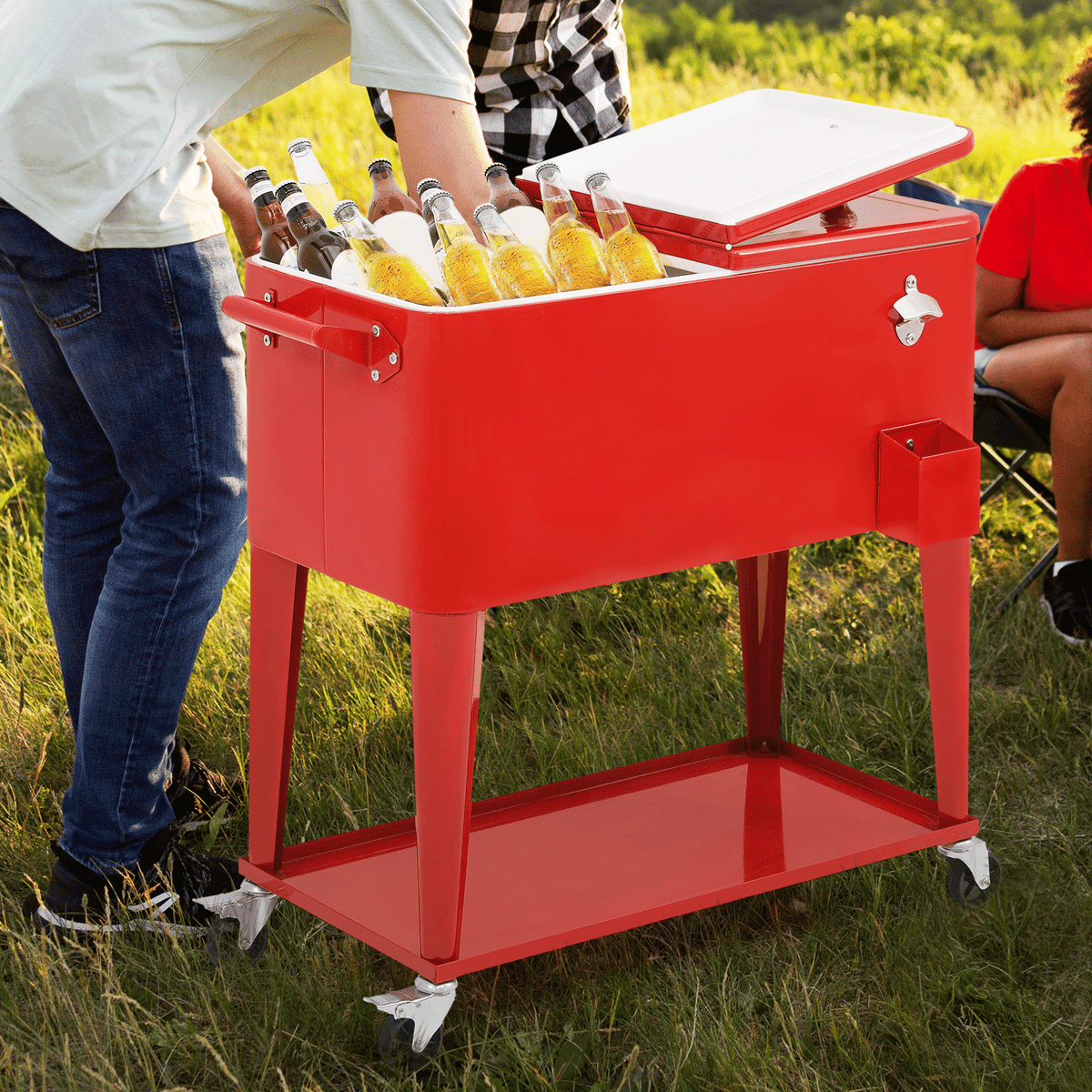 MADOG 80 Quart Rolling Ice Chest Cart