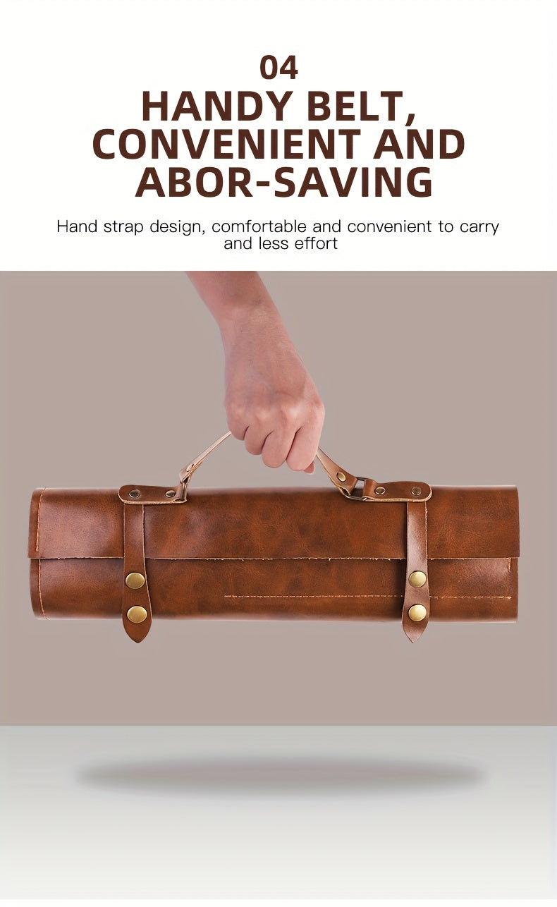 Genuine Leather Chef Knife Roll Up Bag