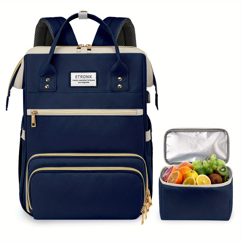 Lunch Backpack, Stylish Nurse, Teacher Work Bag With Insulated Cooler Lunch Box