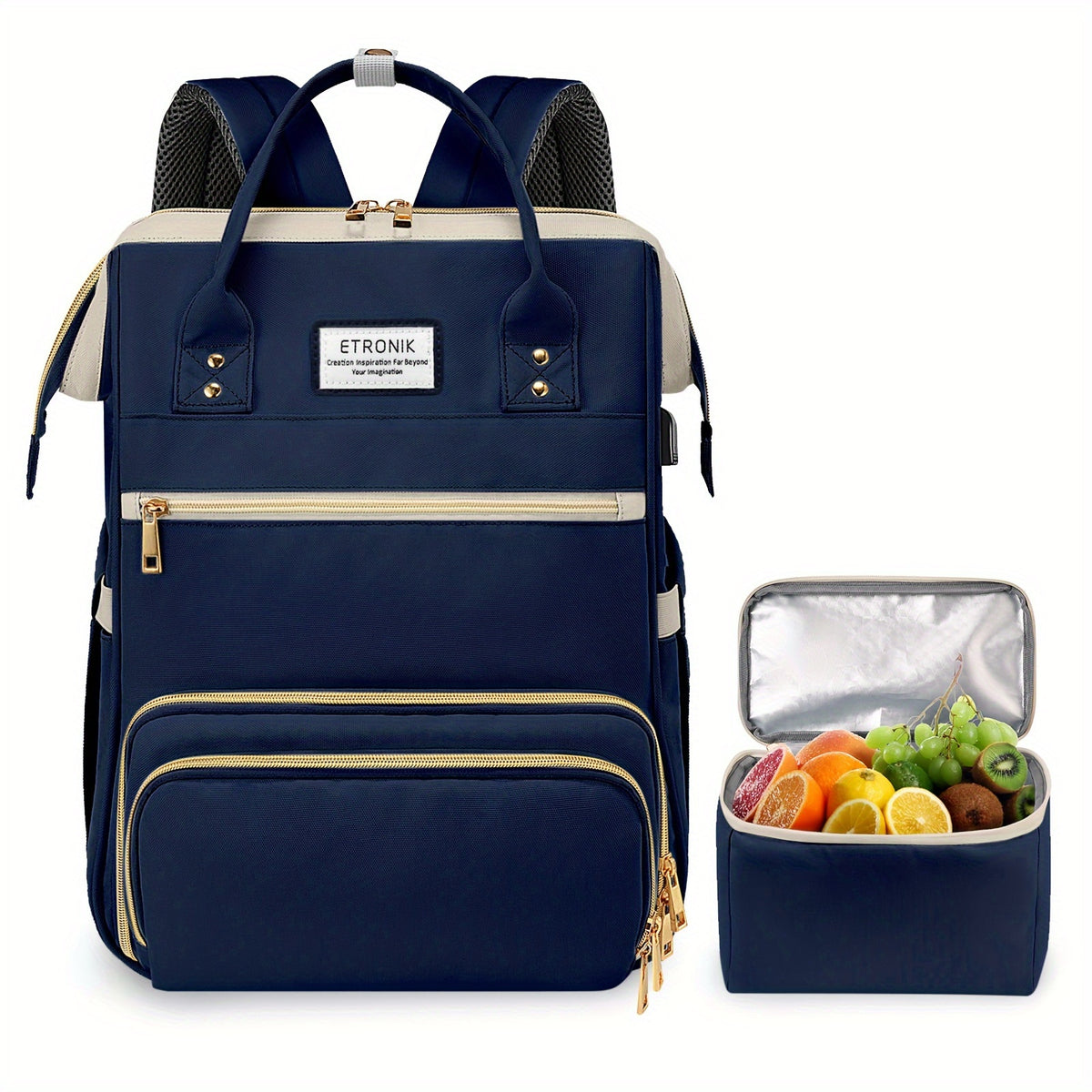 Lunch Backpack, Stylish Nurse, Teacher Work Bag With Insulated Cooler Lunch Box