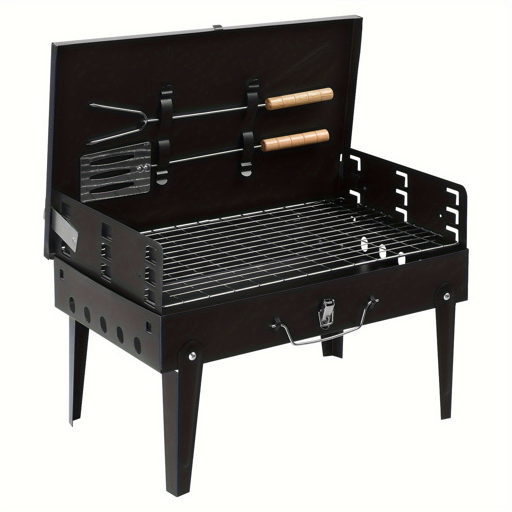 Compact Charcoal BBQ Grill 44x27x7cm - Easy Carry Design