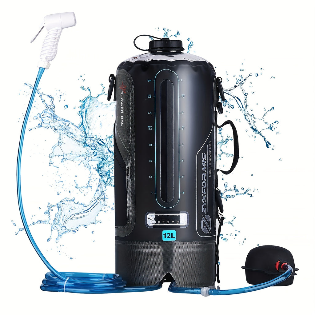 12/20L TPU Portable Camping Shower Bag-Easy Fill with Foot Pump