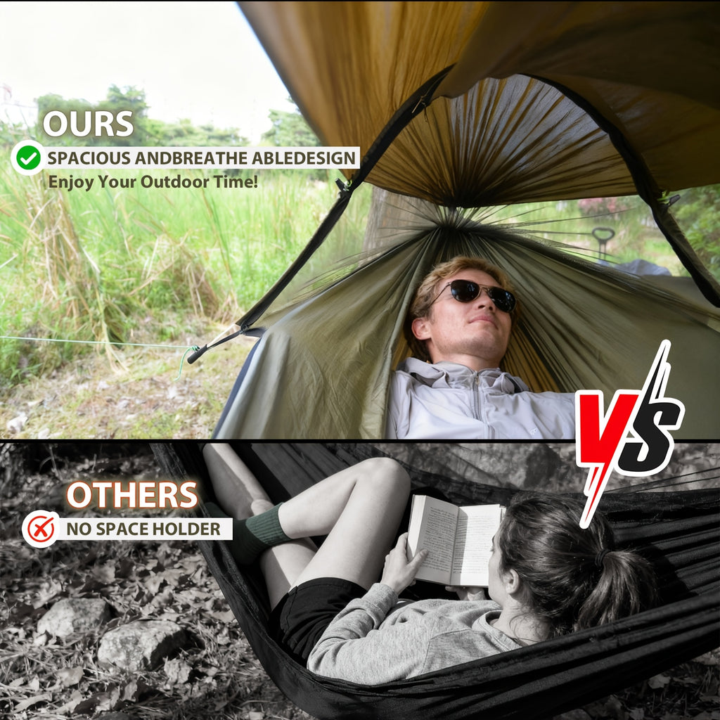 3-in-1 Outdoor Hammock | Double Sleep Rest Camping Hammock with Mosquito Net