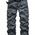 Classic Design Multi Flap Pockets Cargo Pants, Loose Fit Drawstring Cargo Pants