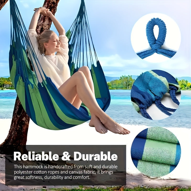 Deluxe Outdoor Hammock Chair - Soft Canvas Leisure Swing with Plush Pillow and Cushion