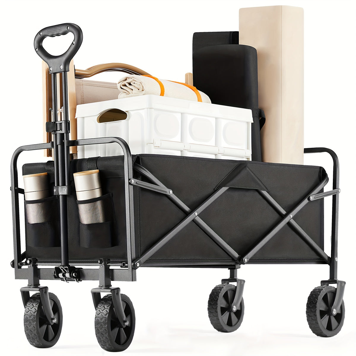 Collapsible Foldable Wagon Cart, Large Capacity with All-Terrain Wheels