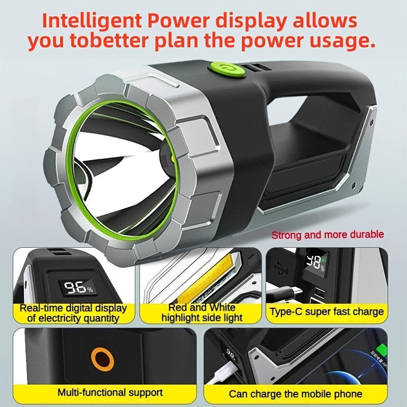 1pc High-Intensity LED Flashlight - Rechargeable