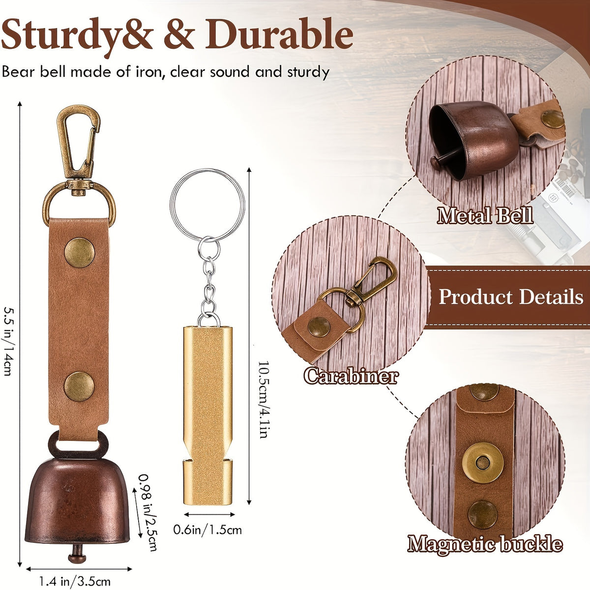 Loud Bear Bell With Whistle Set For Hikers