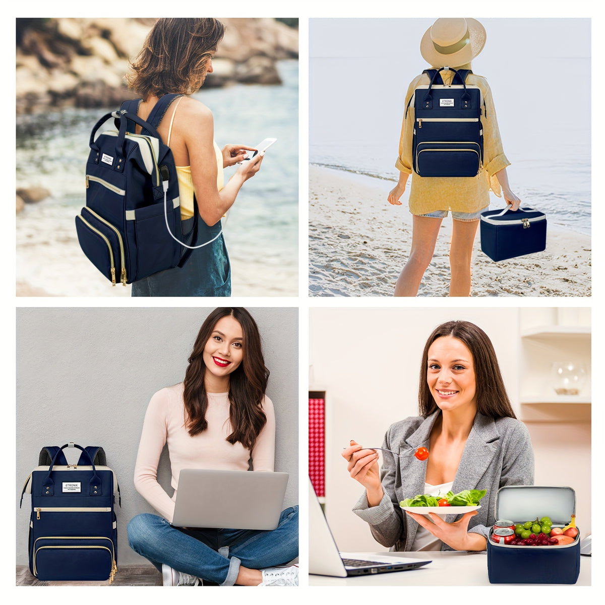 Lunch Backpack, Stylish Nurse, Teacher Work Bag With Insulated Cooler Lunch Box