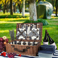 Extra Large Willow Picnic Basket with Service Set for 4 Persons