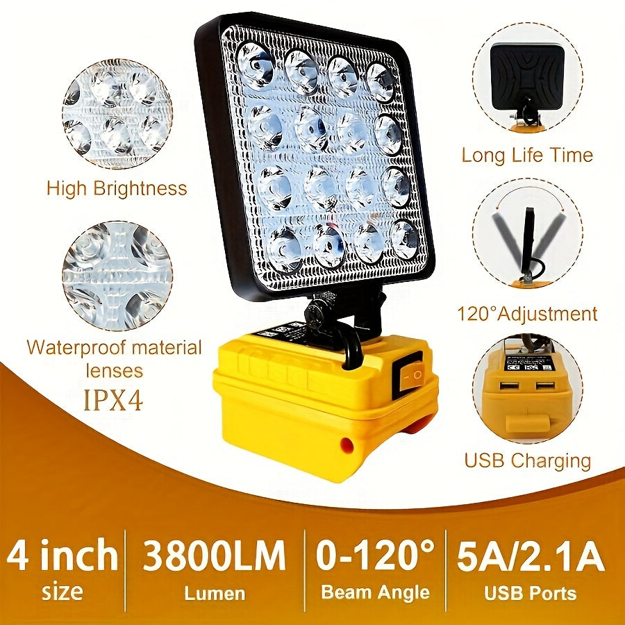 LED Work Light For DeWALT 20V MAX Battery, 90W 5400LM/60W 4500LM/48W 3800LM