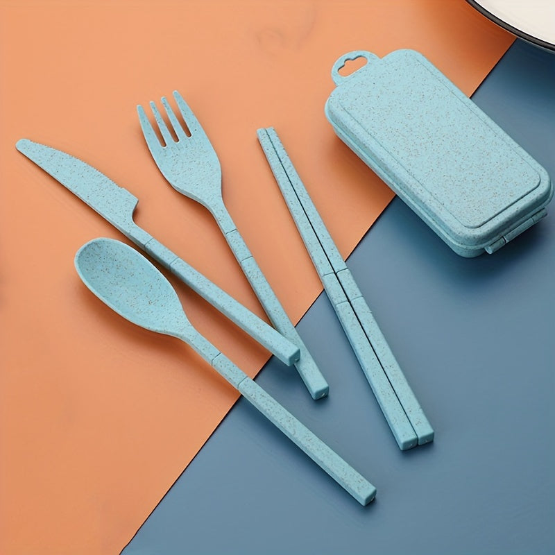 4pcs Outdoor Camping And Travel Cutlery Set With Storage Box