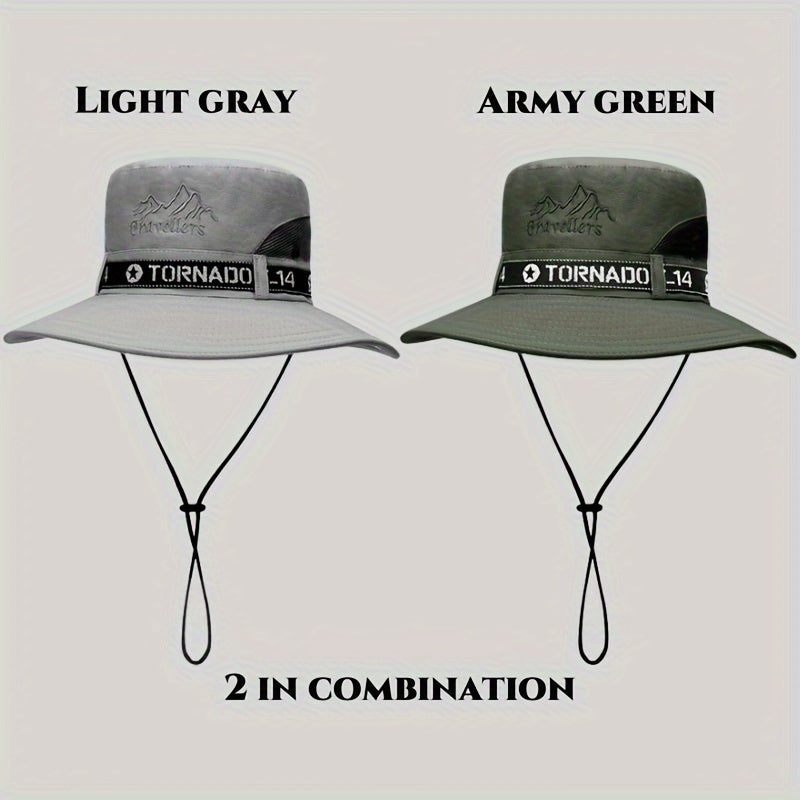 2-Pack UV Protection Breathable Embroidery Mountain Bucket Hats