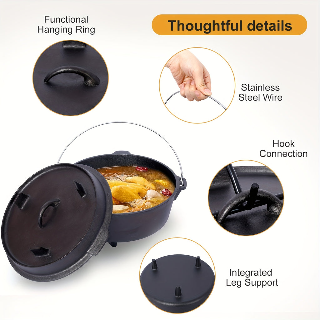 6 Quart Heavy-Duty Pre-Seasoned Cast Iron Dutch Oven with Lid