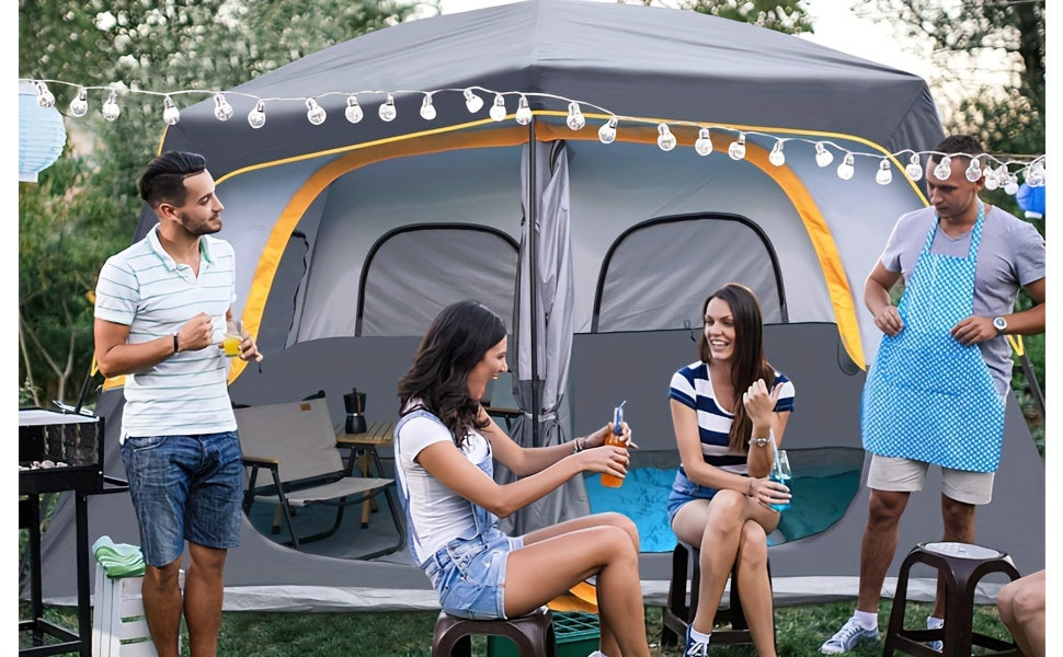 Camping Tent 8 Person, Waterproof Windproof Family Tent with Rainfly