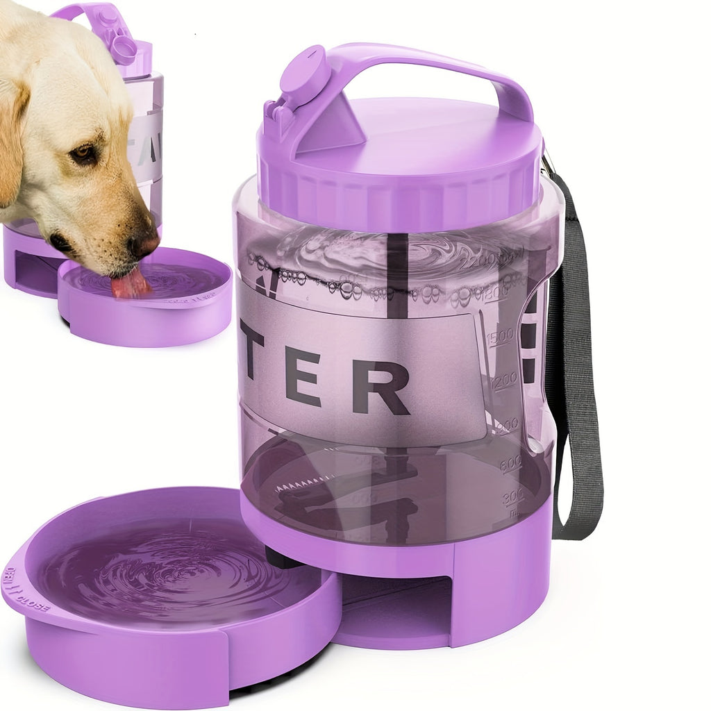 74oz Purple Dog Water Bottle with Pull-Out Bowl