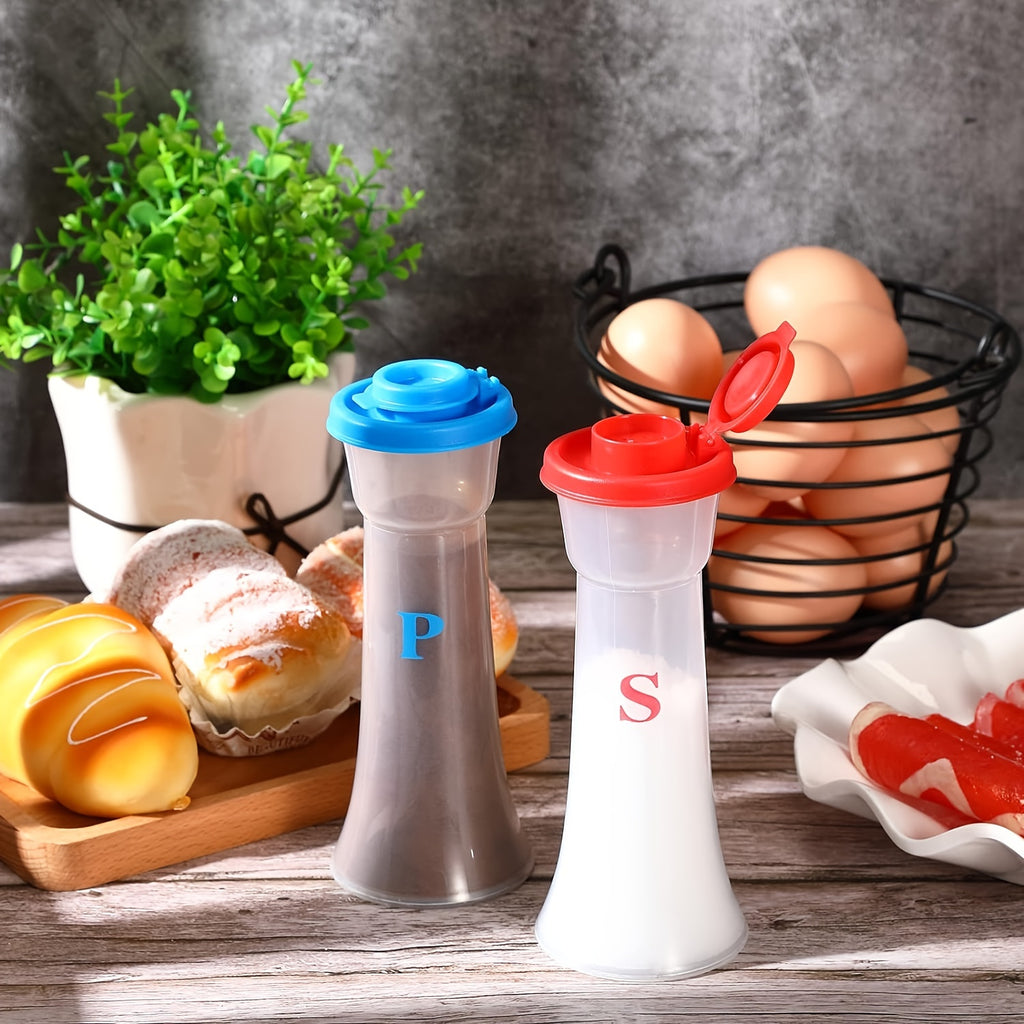 Set of 2 Plastic Salt and Pepper Shakers with Lids