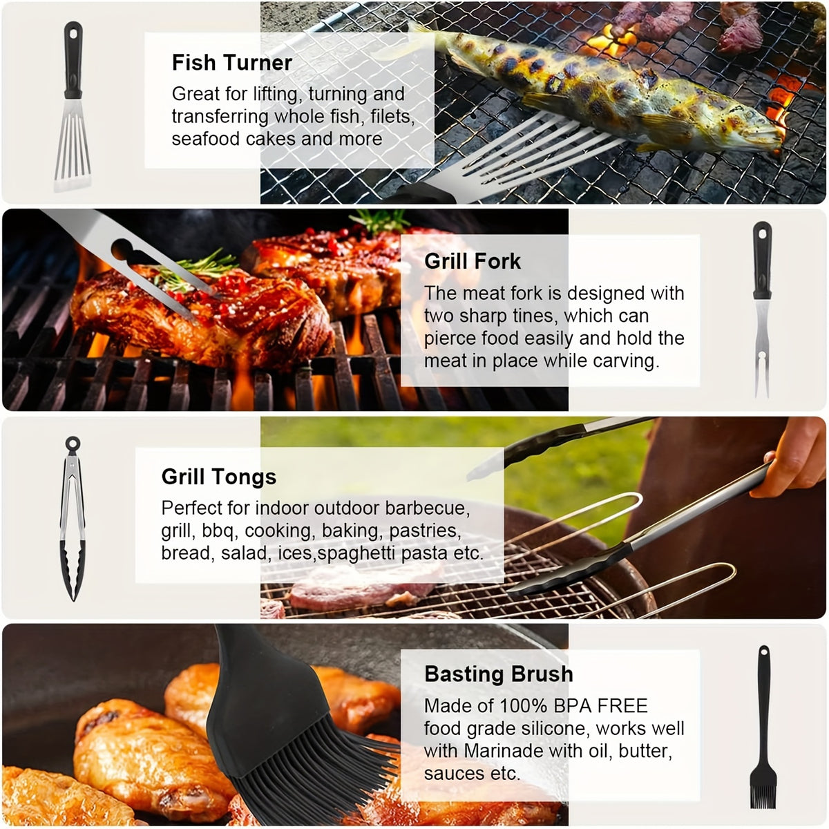 8pcs/39pcs  Griddle Accessory Set: Stainless Steel BBQ Tools