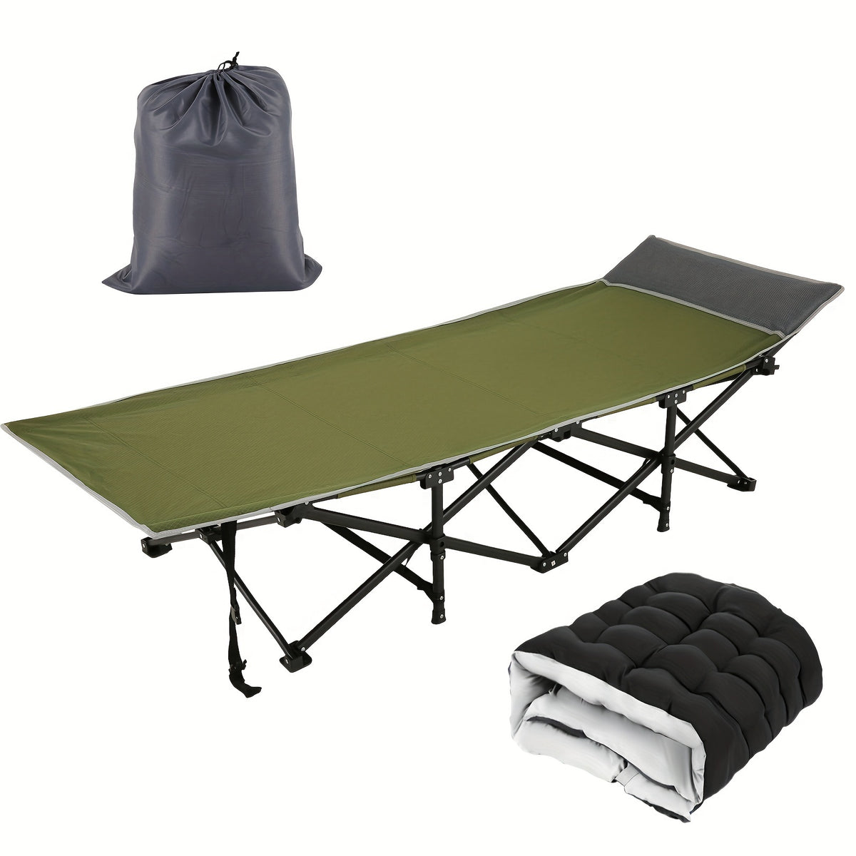 Camping Sleeping Cots with cotton-padded/Velvet Mattress, 900lbs