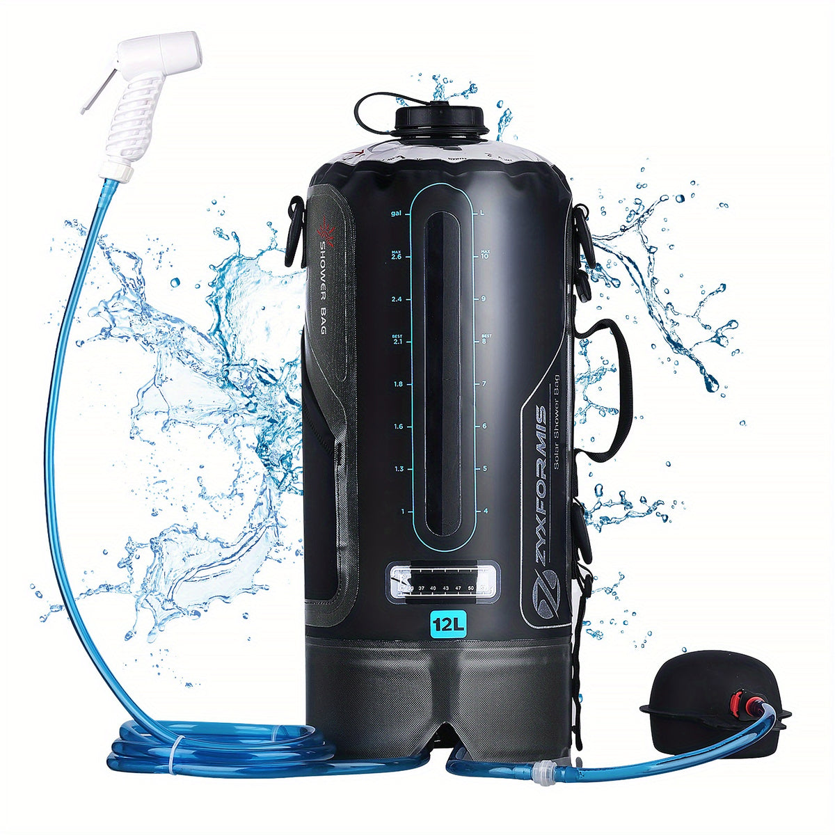 12/20L TPU Portable Camping Shower Bag-Easy Fill with Foot Pump