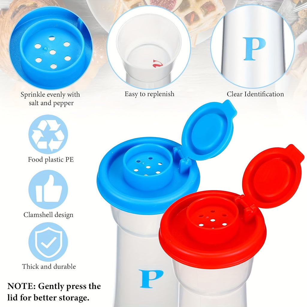 Set of 2 Plastic Salt and Pepper Shakers with Lids