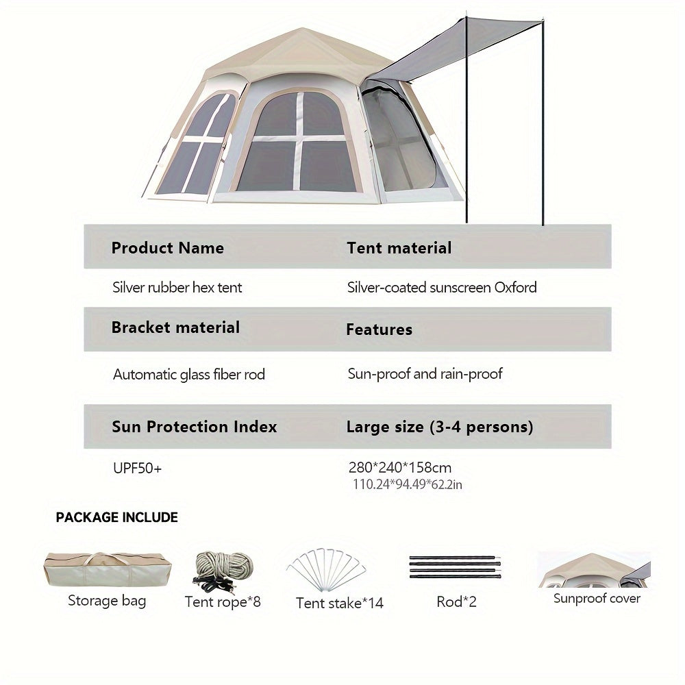 Outdoor Hexagonal Tent,  3-5 People