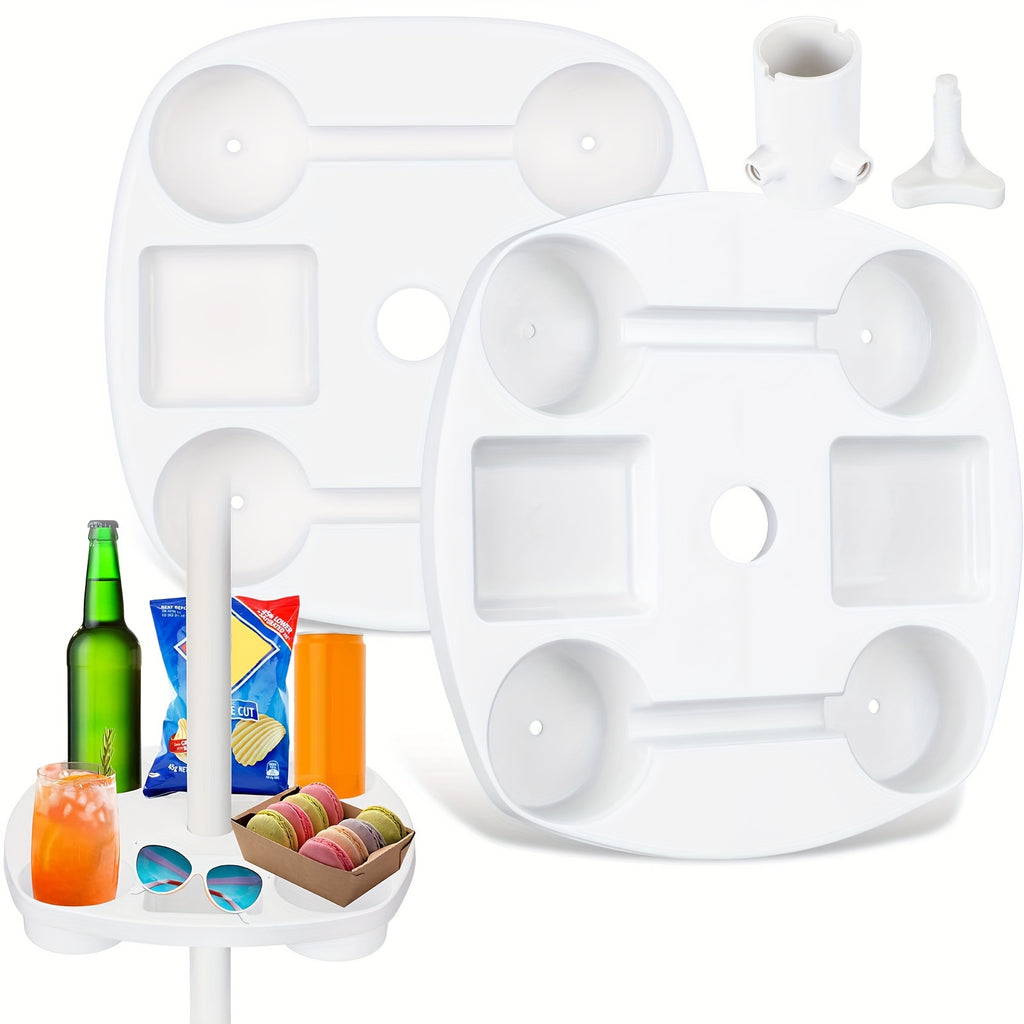 Classic Style White Plastic Umbrella Tray Table