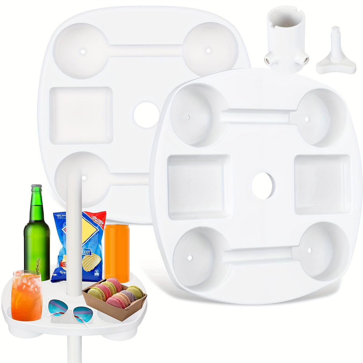 Classic Style White Plastic Umbrella Tray Table