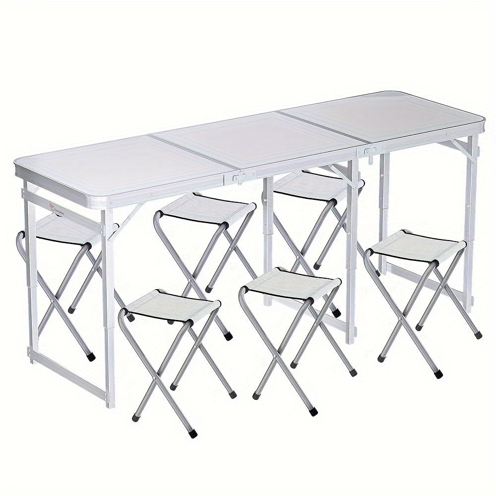 4-Person Portable Folding Picnic Table Set - Aluminum, Lightweight, Height Adjustable