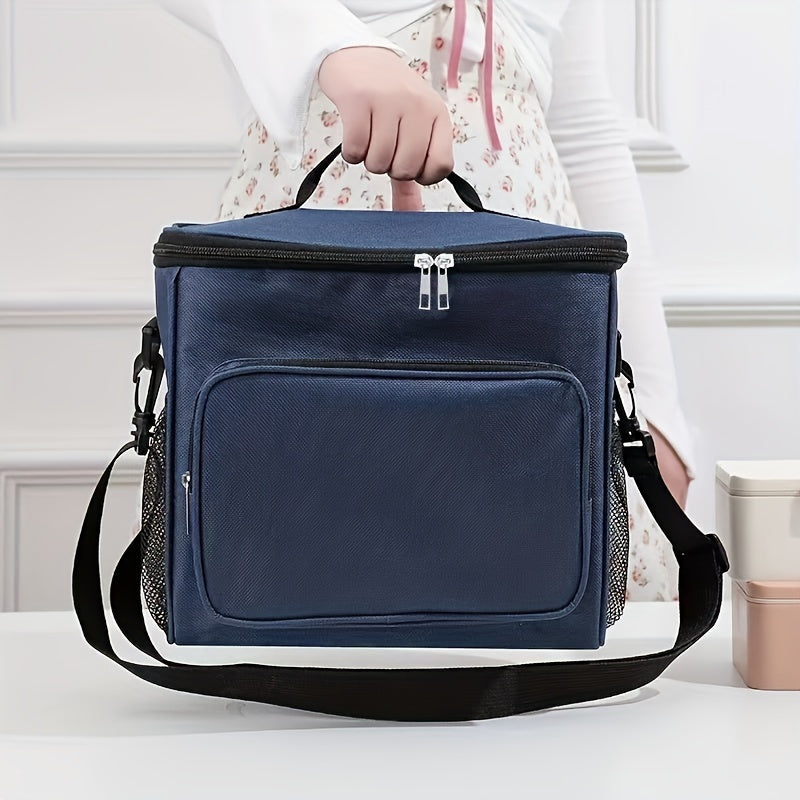 Large Capacity Insulated Color Block Lunch Bag - Foldable