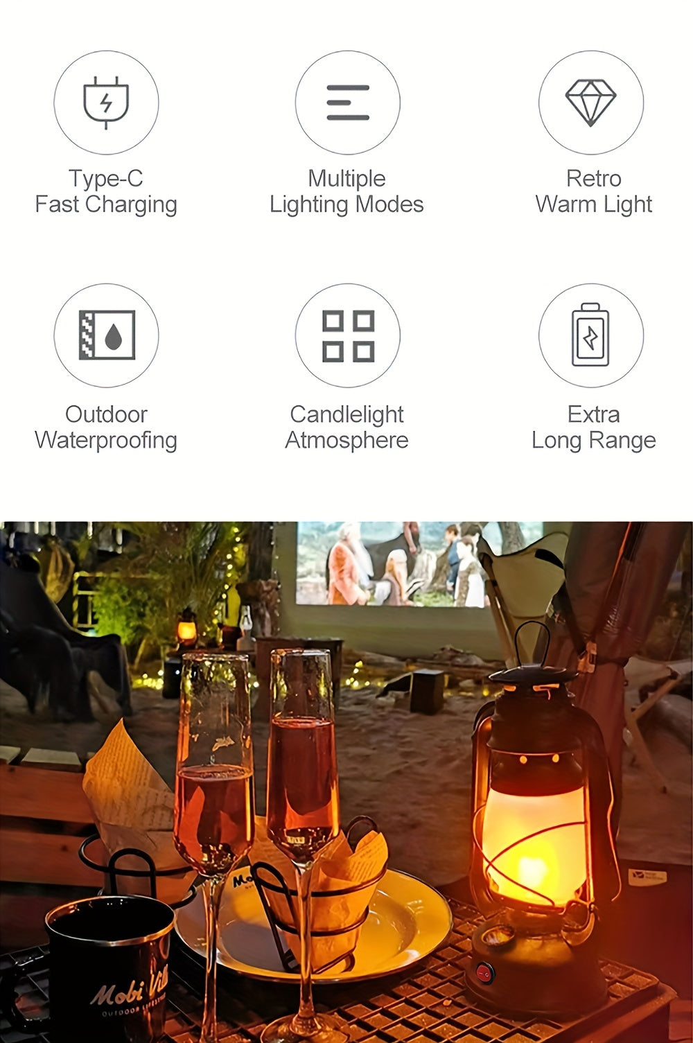 Rechargeable LED Lantern, Portable Hanging Lamp