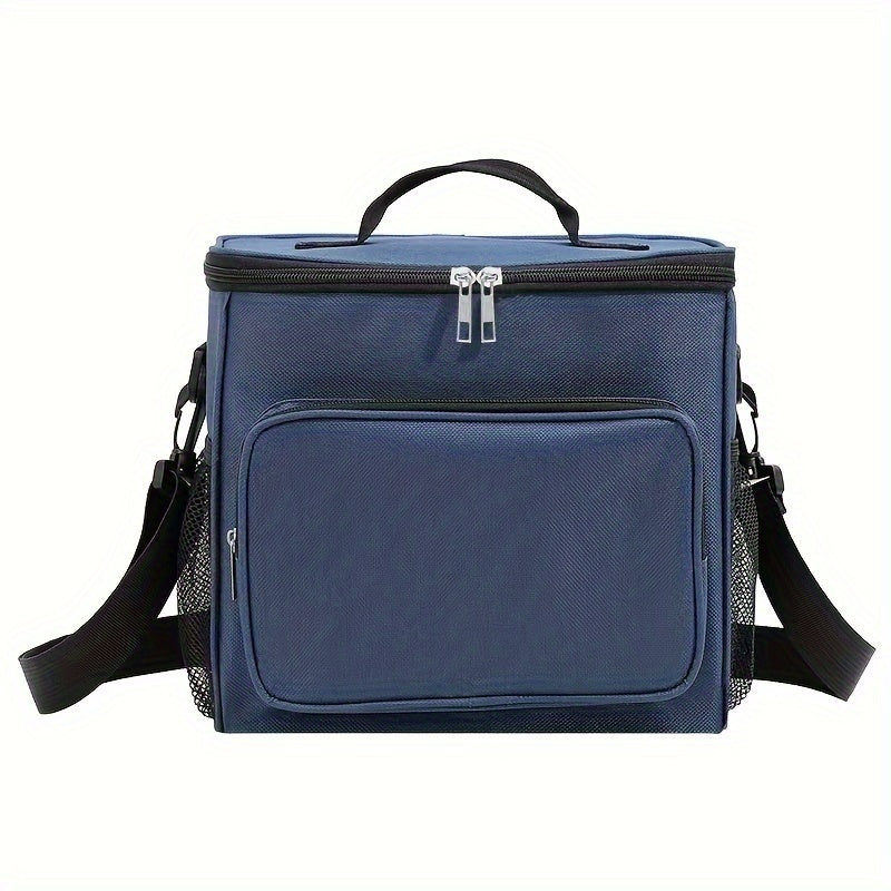 Large Capacity Insulated Color Block Lunch Bag - Foldable