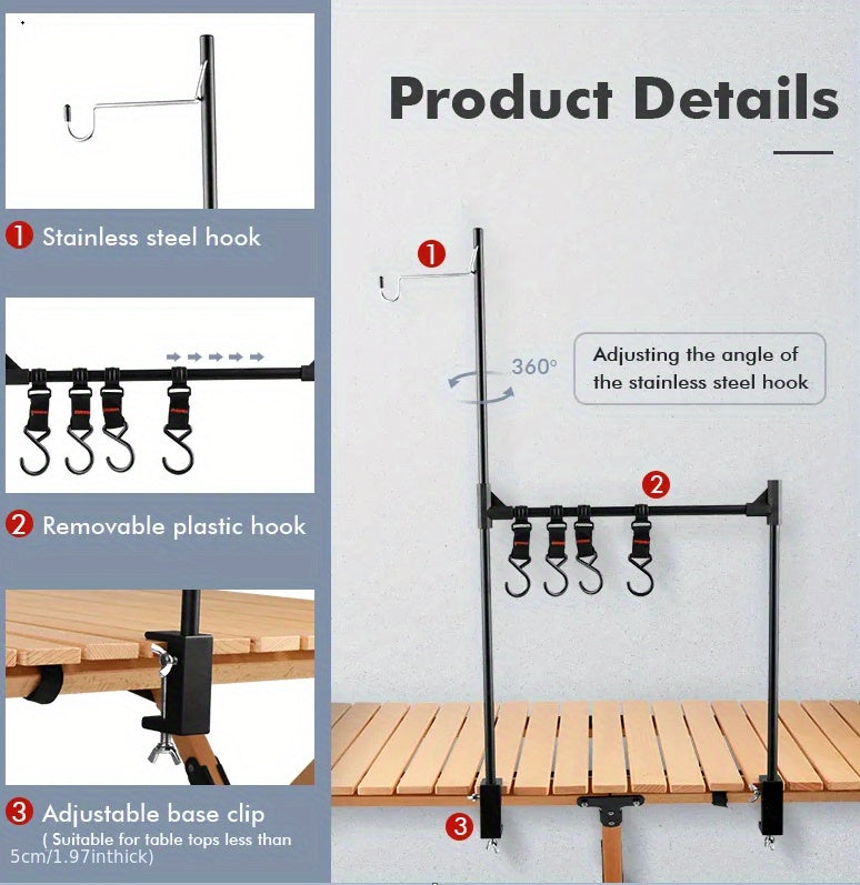 Aluminum Alloy Folding Hanging Rack With Detachable Hook