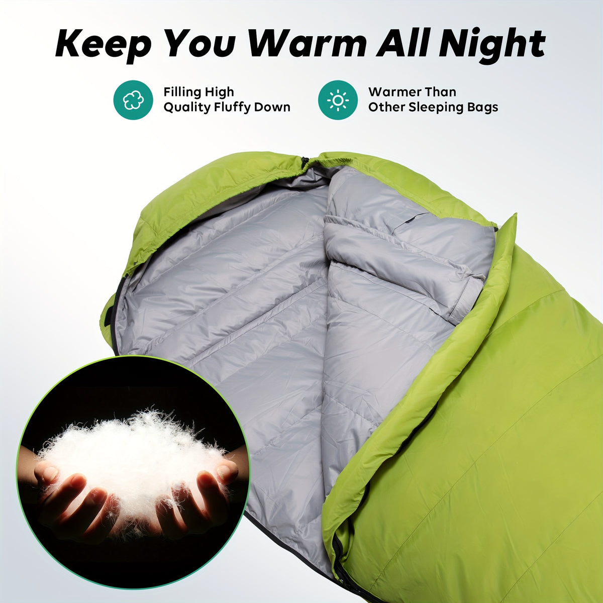 Mummy Sleeping Bag, 4 Season Warm & Cold Weather
