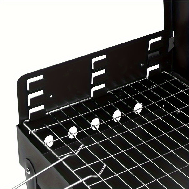 44x27x22cm Large Portable Square Cast Iron Charcoal Grill for Outdoor Cooking