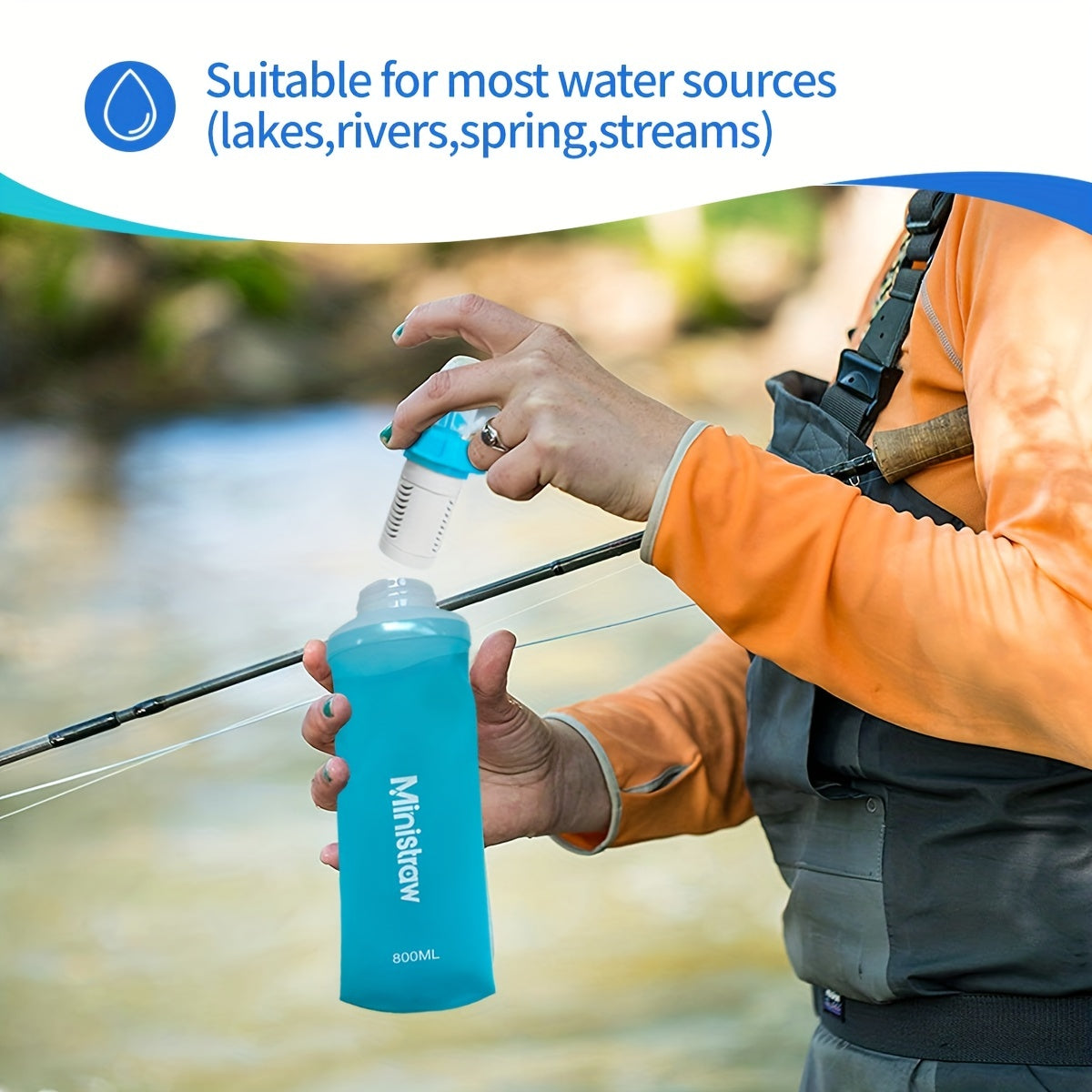 Collapsible Water Bottle with Filter Replaceable 27 oz