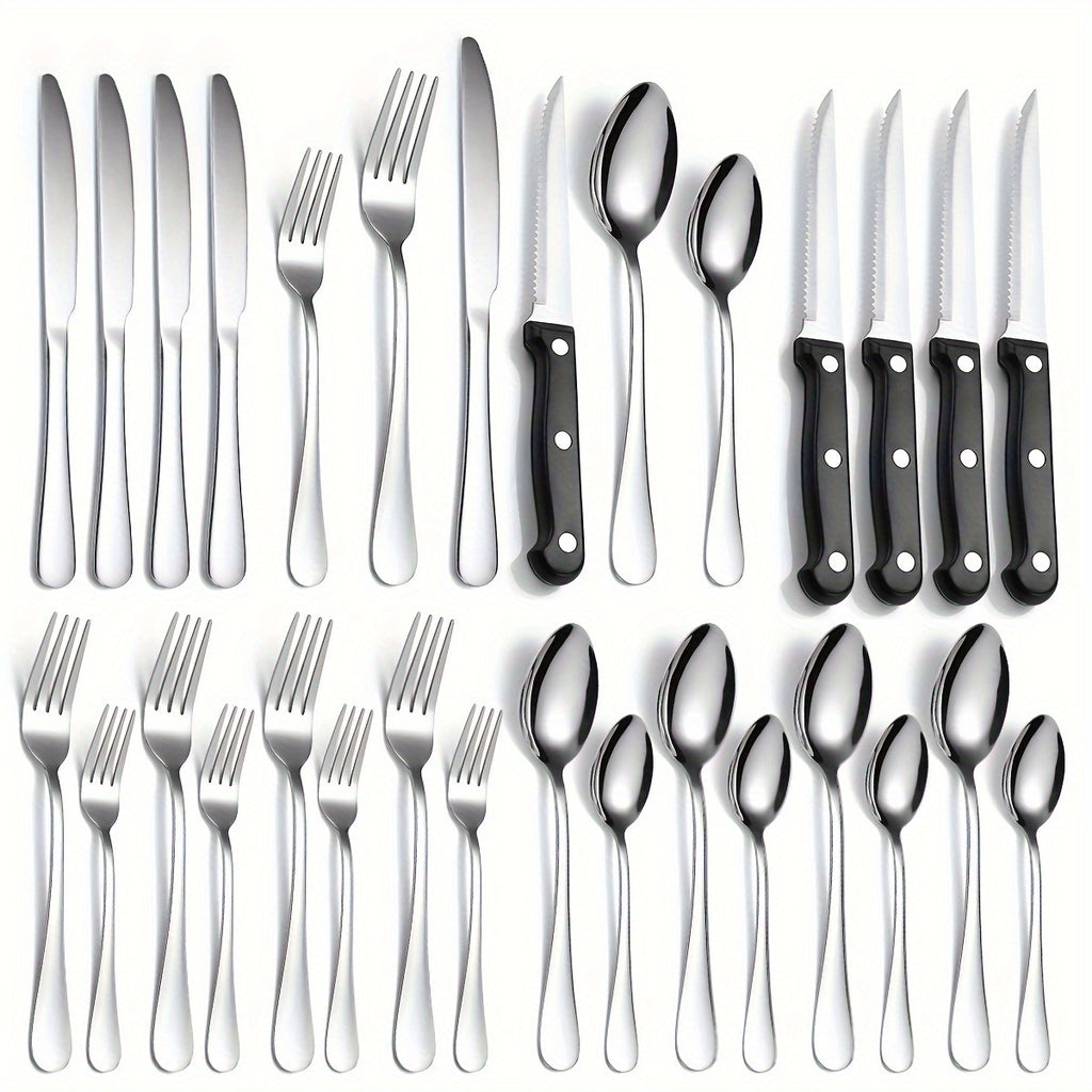 24pcs Silverware Set With Steak Knives