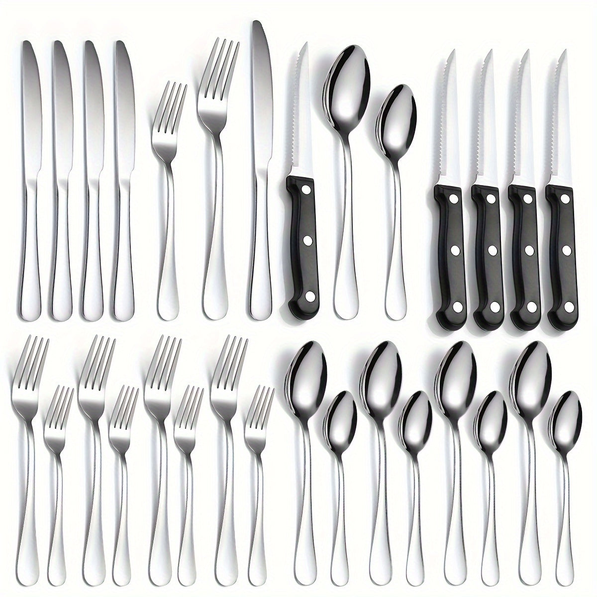 24pcs Silverware Set With Steak Knives