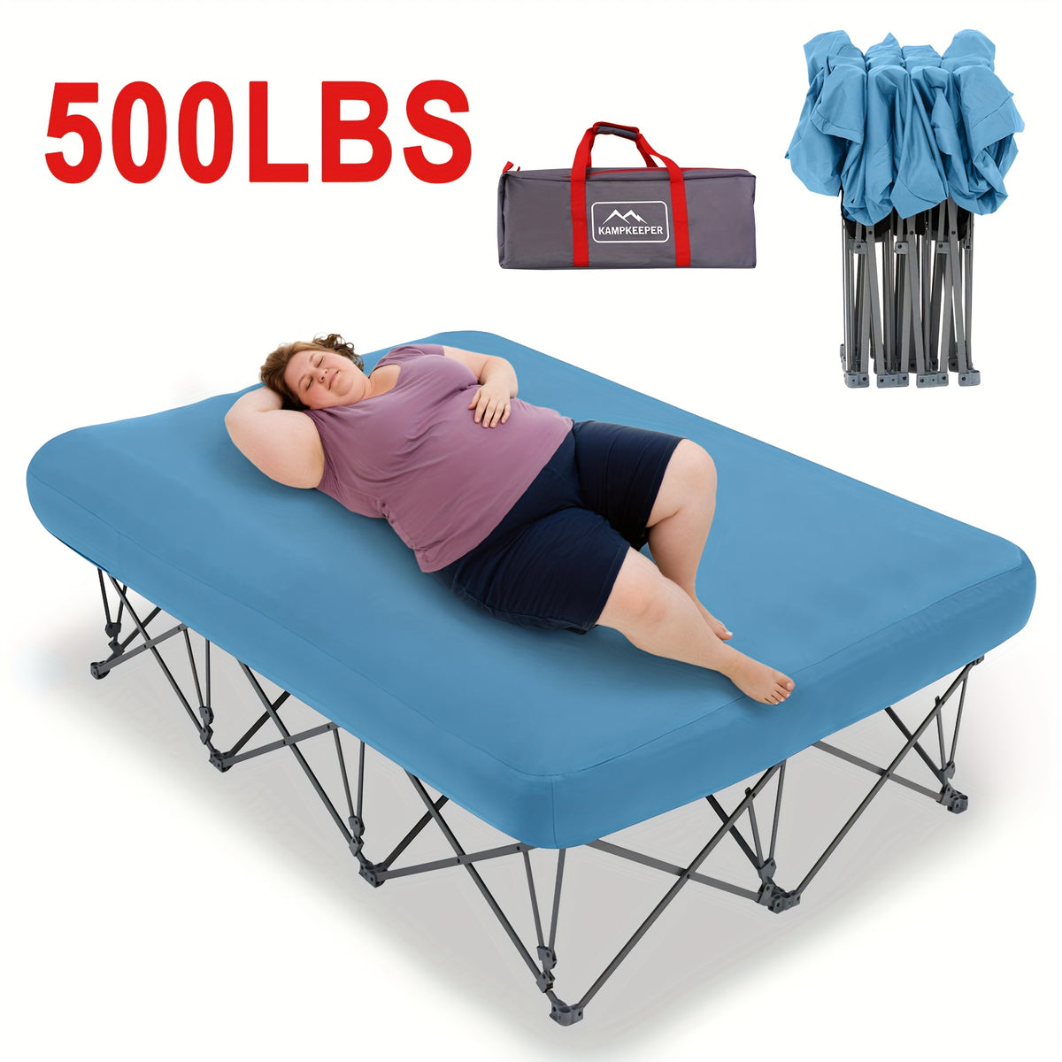250/500LBS Extra Large capacity Heavy Duty Inflatable Bed with Carry Bag