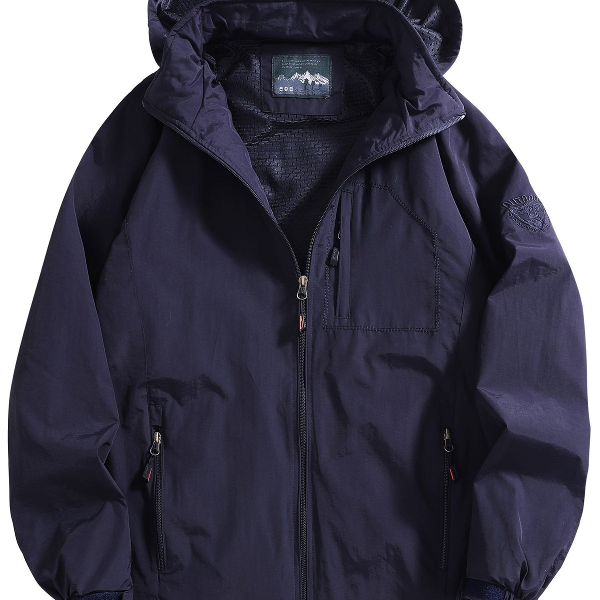 Men's Casual Zipper Pockets Detachable Hooded Windbreaker Jacket, Waterproof