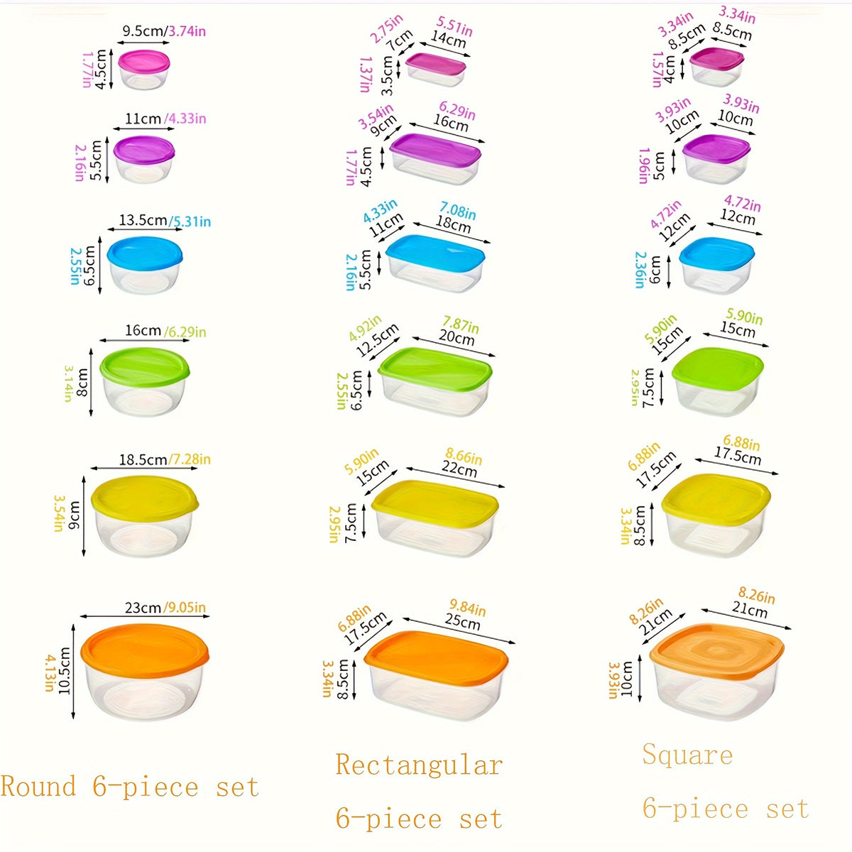 Fresh-keeping Box 4/5/6pcs Set with Lid Food Storage Container