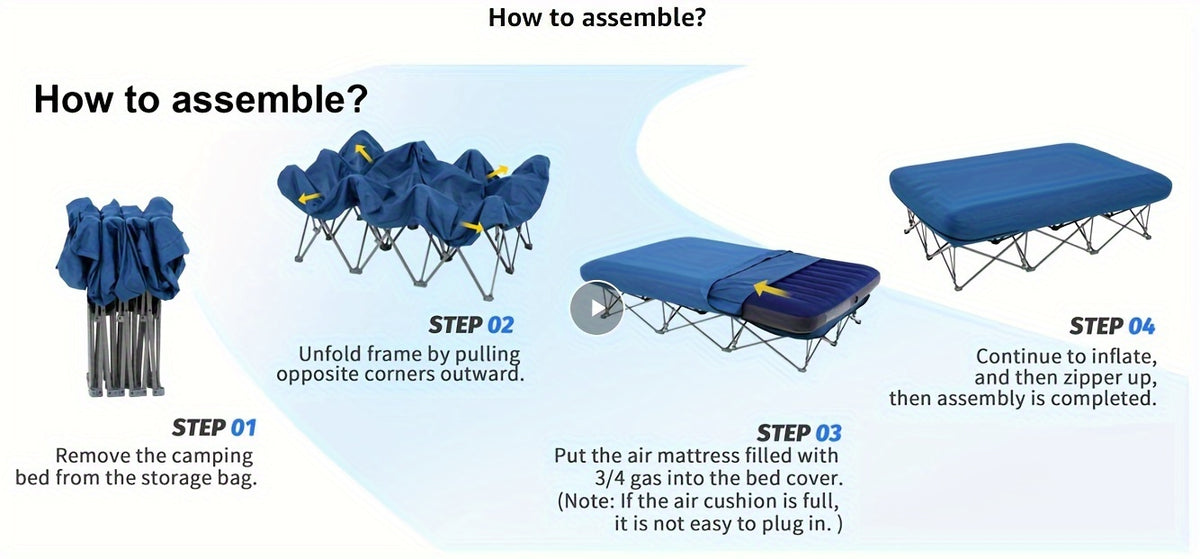 250/500LBS Extra Large capacity Heavy Duty Inflatable Bed with Carry Bag