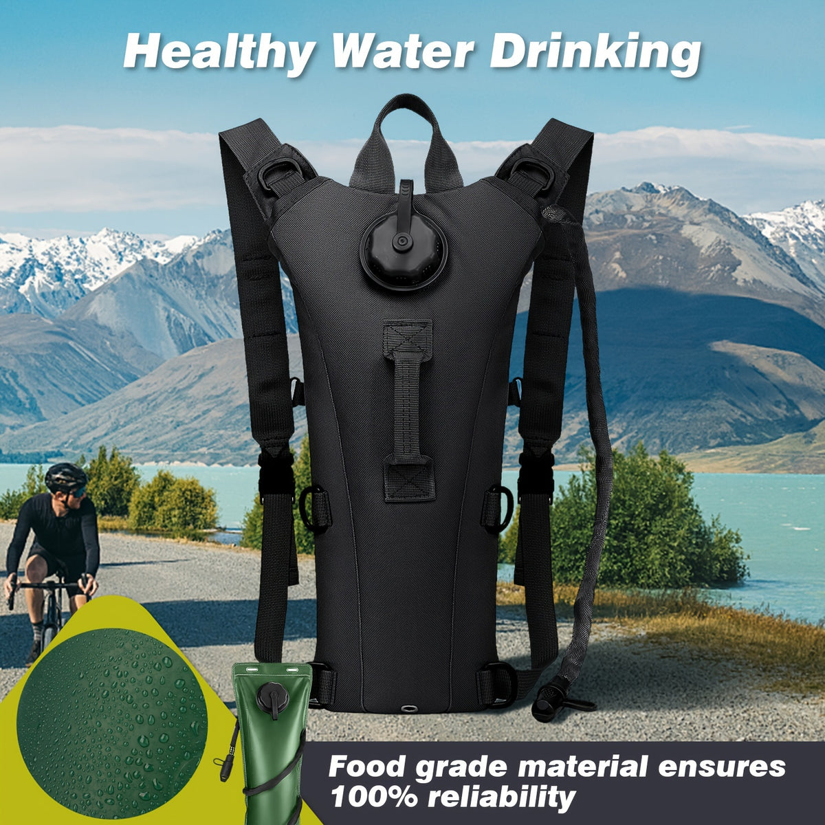 101.44oz Water Bladder Bag Hiking Camping Hydration Backpack