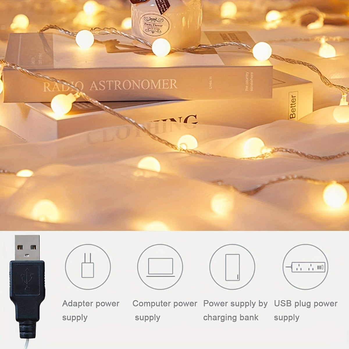 Globe String Light, 10/20/30/40/80 Led Fairy Light
