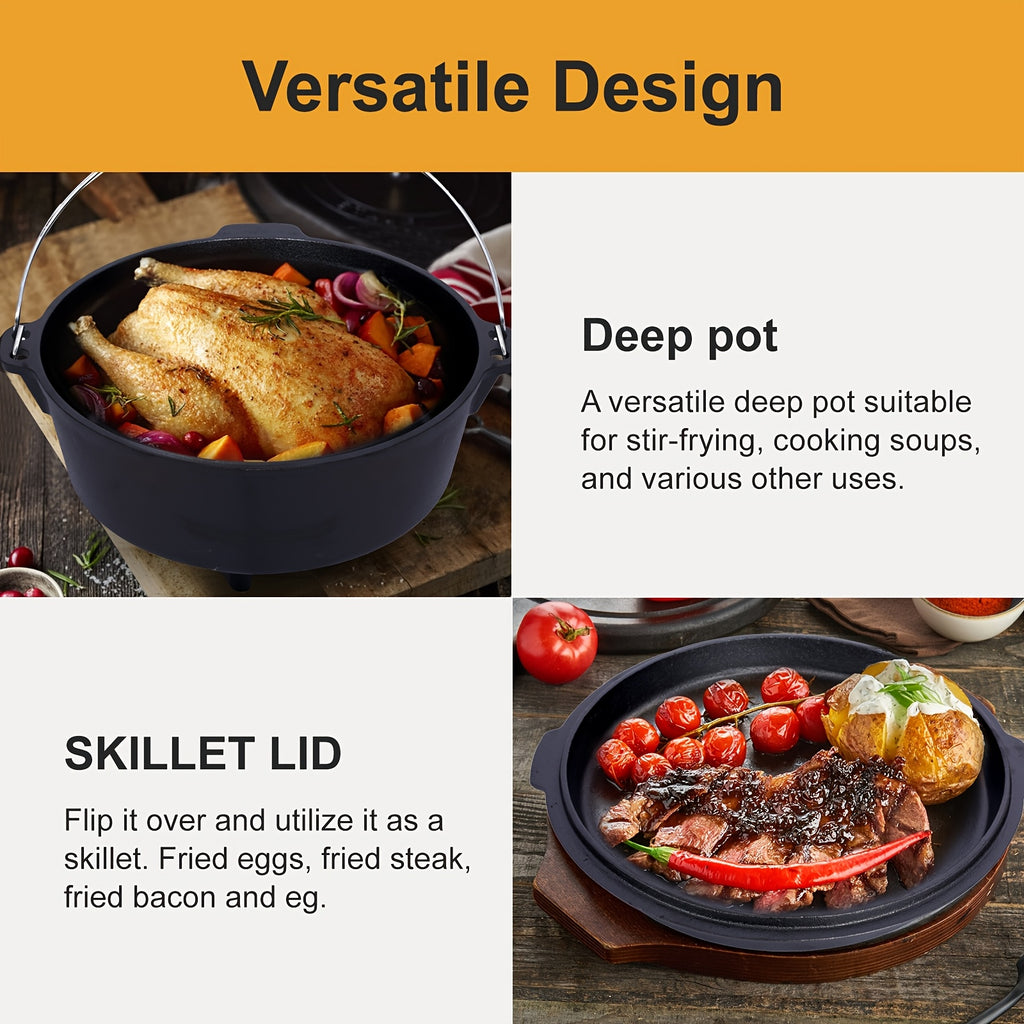6 Quart Heavy-Duty Pre-Seasoned Cast Iron Dutch Oven with Lid