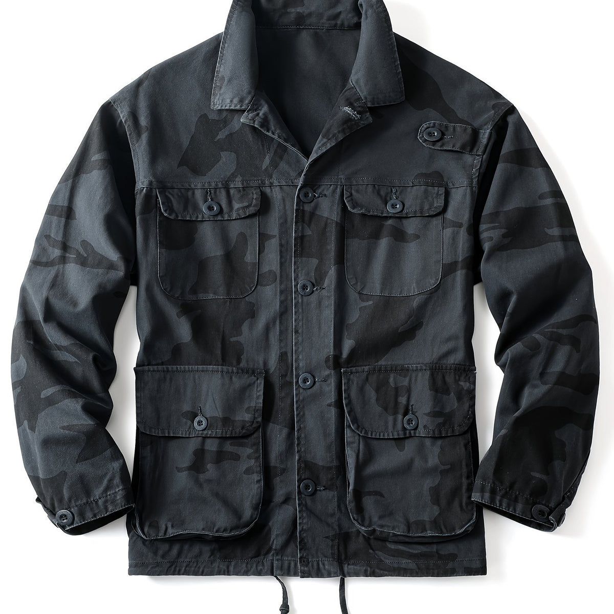 Men's Stylish Camo Cargo Windbreaker Jacket - Water-Resistant