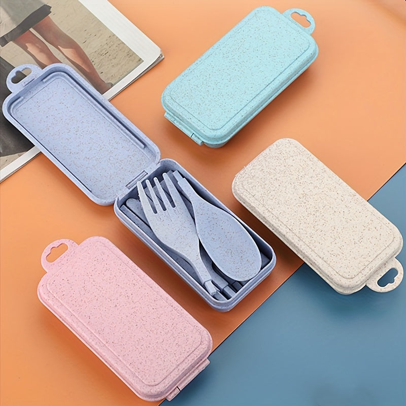 4pcs Outdoor Camping And Travel Cutlery Set With Storage Box