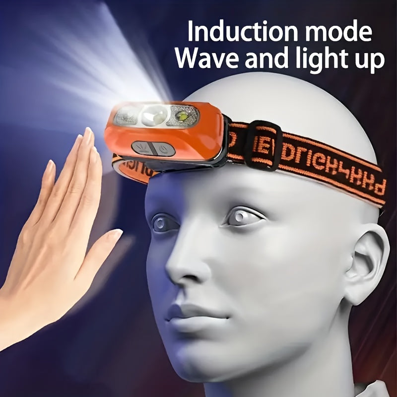 LED Super Bright Wave Induction USB Charging Mini Headlight